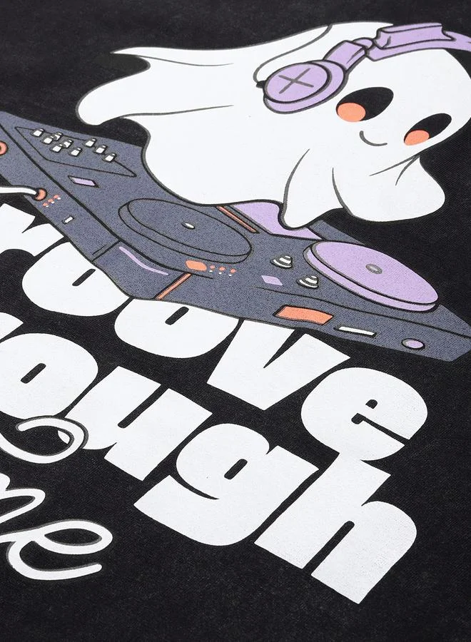 ديلينجر تيشيرت نسائي واسع مطبوع مغسول